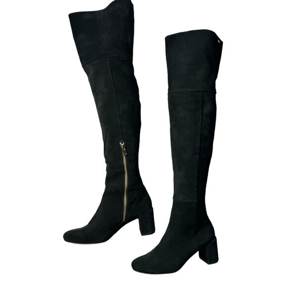 Womens Black Suede Over the Knee Boots 6.5 City Whimsigoth Party‎ Cocktail - Picture 3 of 14